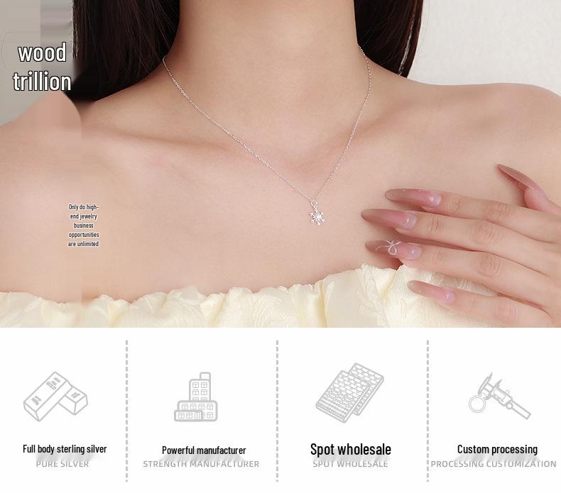 S999 Sterling Silver Snöflinga Diamanthalsband: Elegant, mångsidig choker med en nischdesign