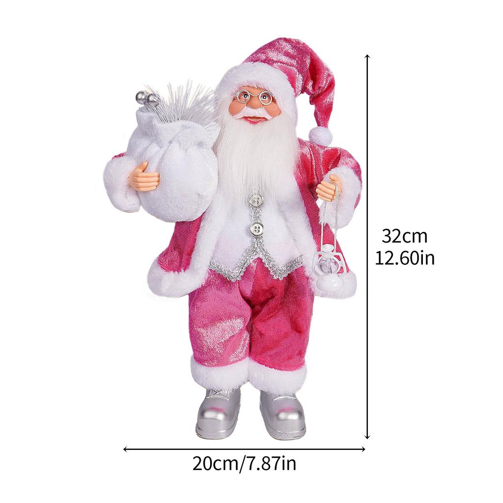 12in Xmas Santa Doll Cartoon Cute Collection Standing Santa Ornament for Home Show Window Decoration