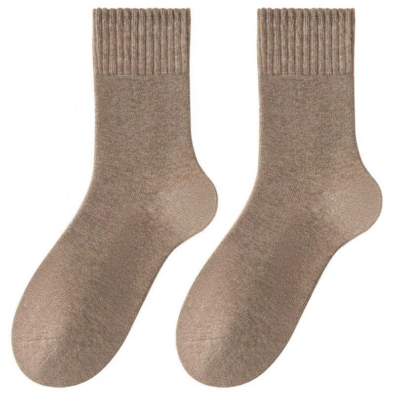 Men in Autumn and Winter with Velvet and Thick Warm Wool Ring Cotton Sweat Absorber Home Sleep Tube Socks