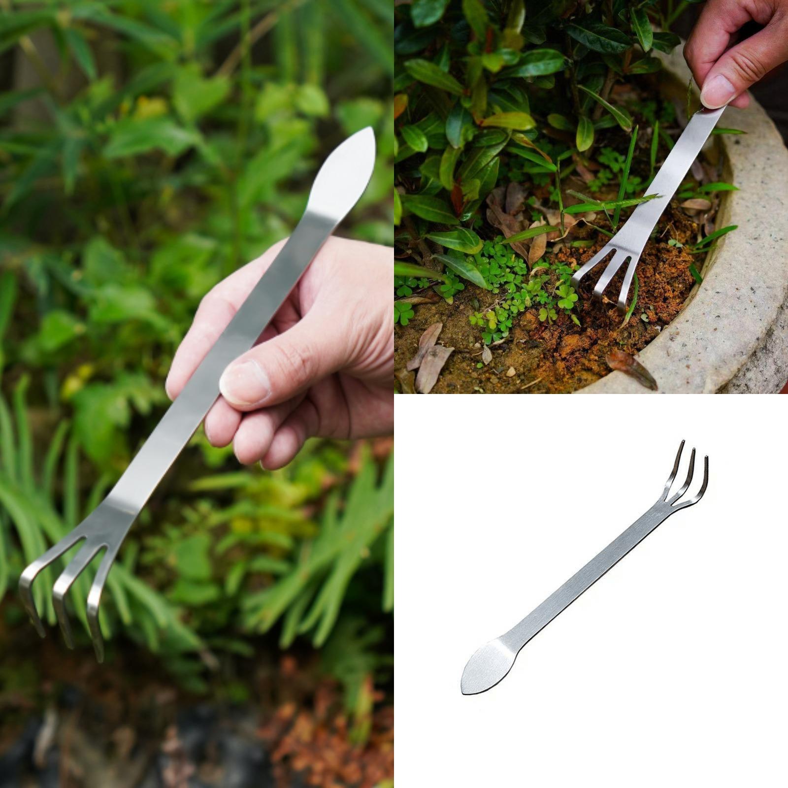 

Stainless Steel Bonsai Rake, Soil Loosening Rake, Vegetable Planting And Garden Gardening Tools One Size серебряный