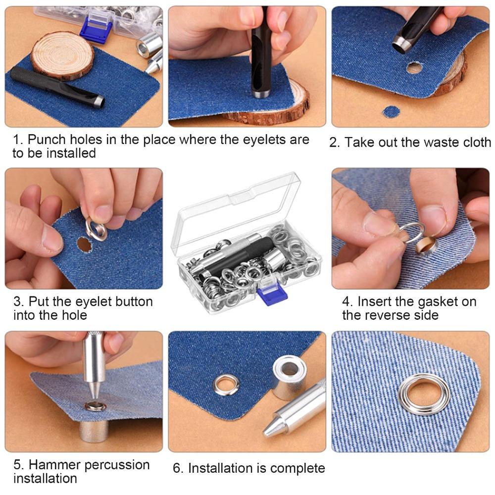 100 Sets Stainless Steel Grommet Tool Kit Inner Diameter 12MM Canvas Grommet Kit For Pool Covering