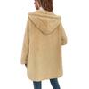 Hooded Coat: Women's Plush Irregular Button Solid Color - 77 Available