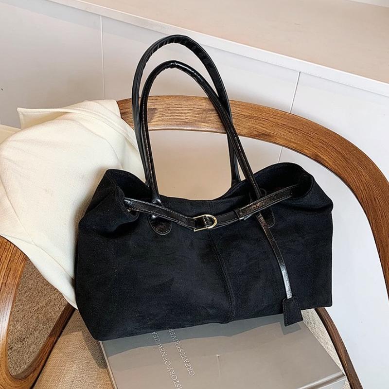 Autumn Winter Women s Suede Underarm Tote Bag Large Capacity Commuter Shopper Shoulder Bag Trendy Soft Leather Handbags