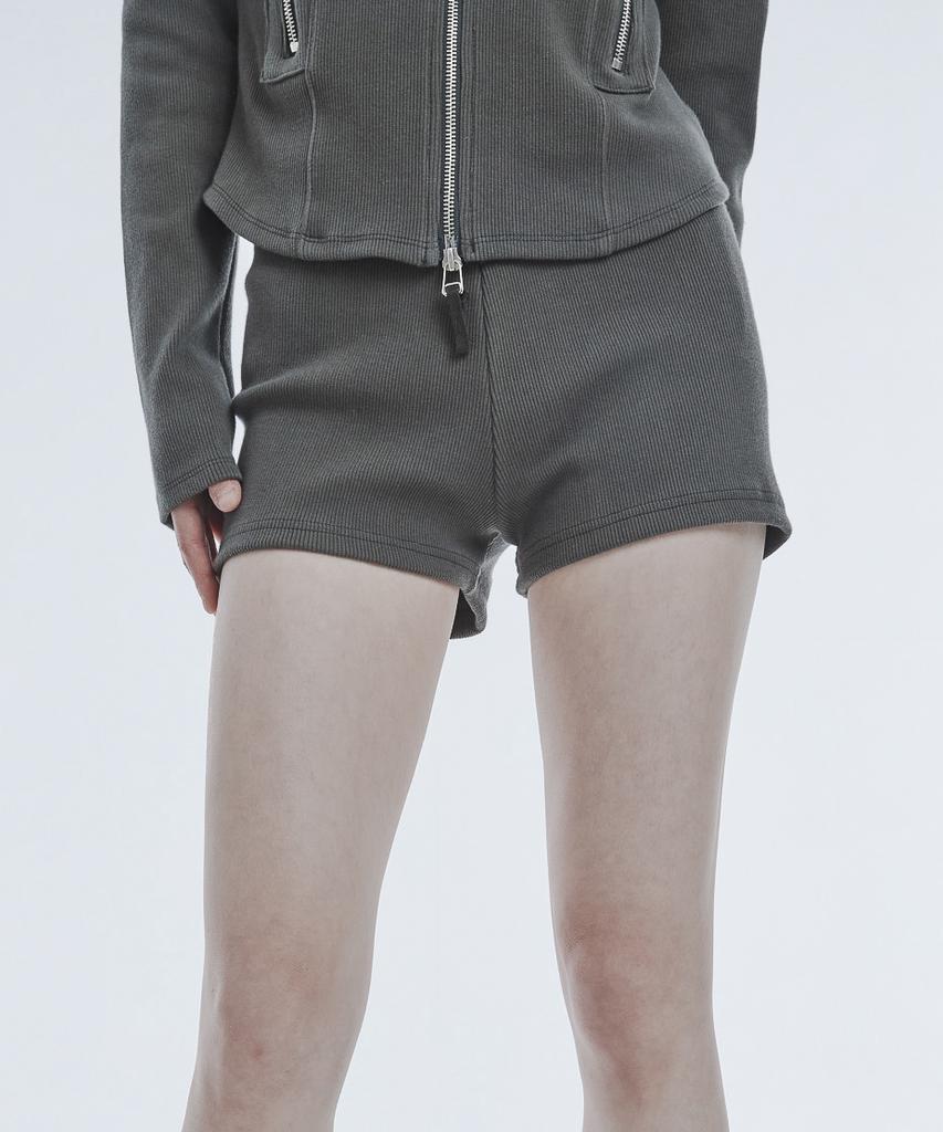 A FEW COMMENTS Basic Rib Shorts Khaki