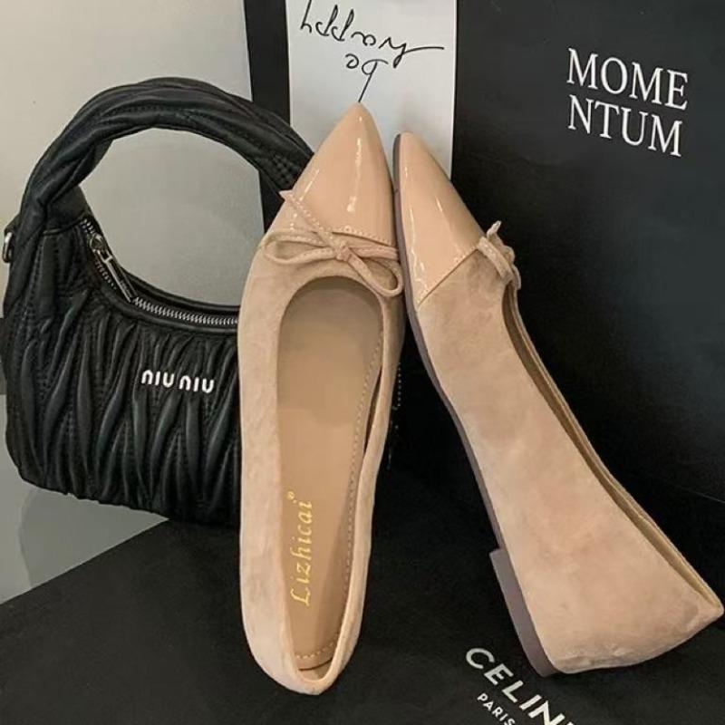 Women Flats New Bow Tie Flats Shoes for Women Ballerinas Pointed Toe Slip On Flat Lazy Loafers Casual Comfortable Sneakers Women