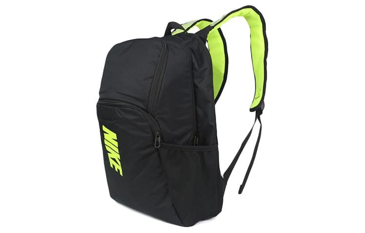 Men's Backpack Nike Polyamide Backpack Regular Unisex Black/Neon Green