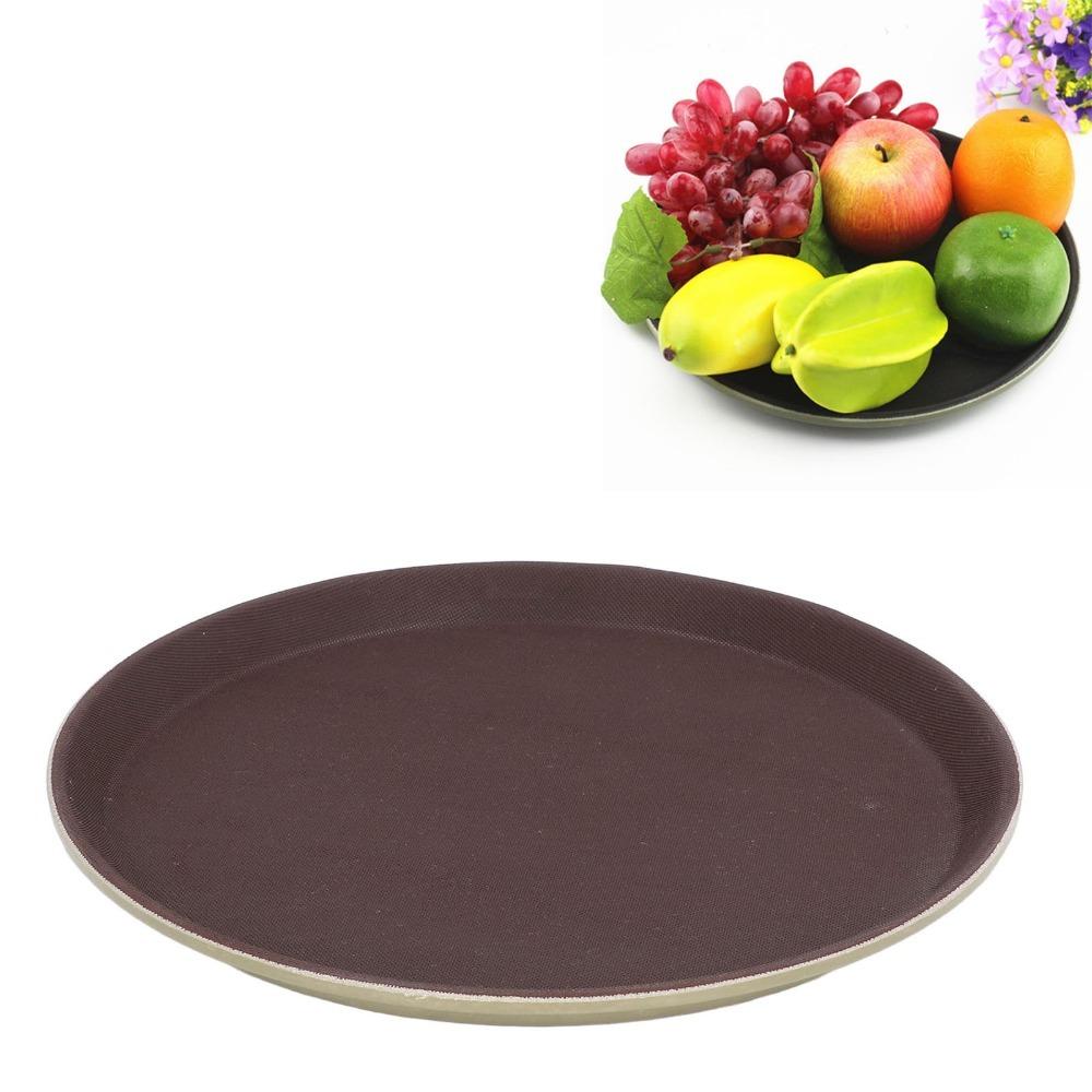 Matte Anti-slip Dinner Plate Shallow Wide Flat Food Tray Treat Platter Fruit Layout S-Round