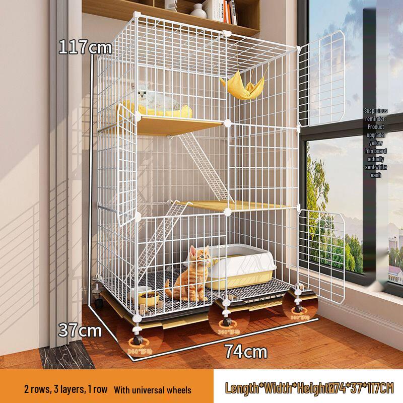 Indoor Cat Villa: Spacious Cage with Integrated Toilet and Bed