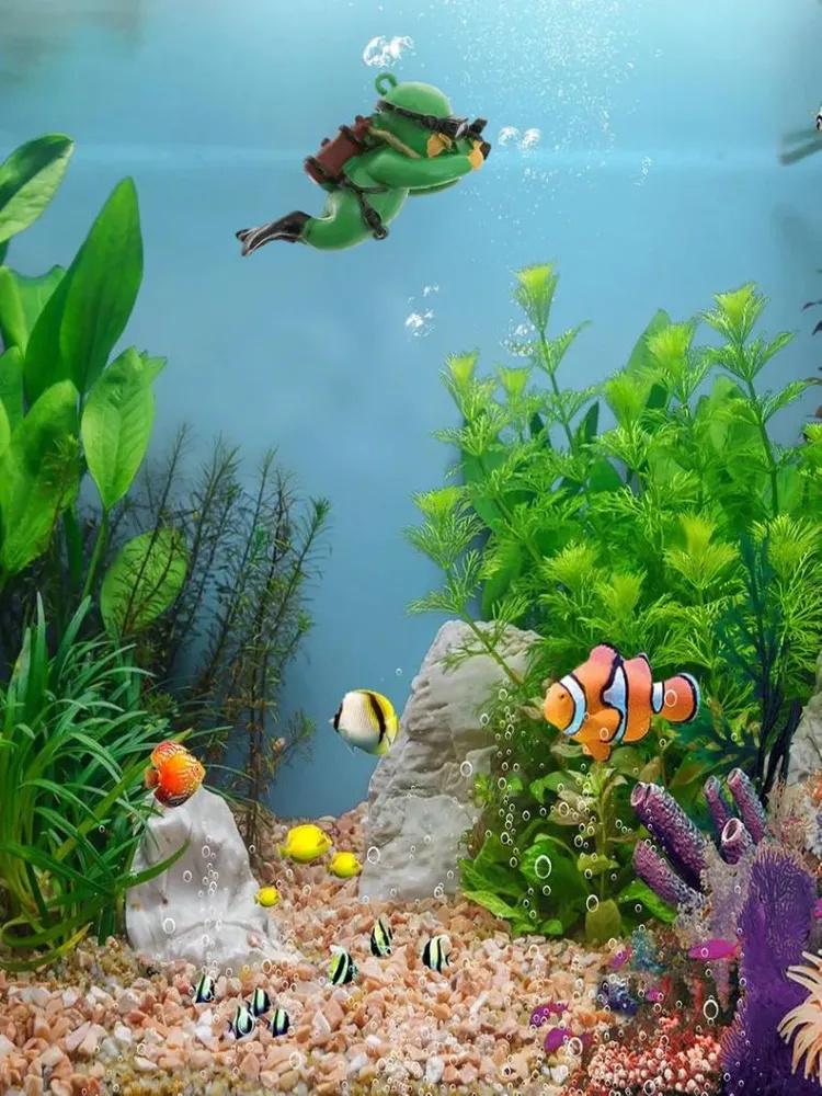 Aquarium Desktop Kleine Fische Tank Dekoration Ornament Taucher Schwimmende Kreative PVC Puppe
