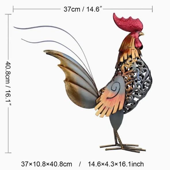 2d Flat Rooster Yard Decor With Iron Flat Figurine For Garden And Patio Celebrations