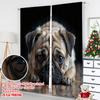 Flat Printing Window Treatment Curtains Cute Pug Puppy Portrait Digital Printed Polyester Drapes Family Party Decoration Curtain Set Of 2 Made