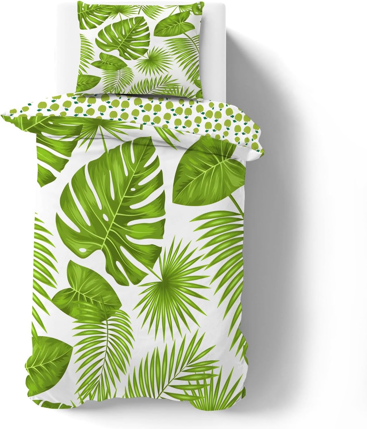 

3D Printed Green Leaves Duvet Cover Set Flower Childrens Girls 2 Pieces Soft And Breathable with 1 Pillowcases75*50 with Zipper 100X135cm-2pcs