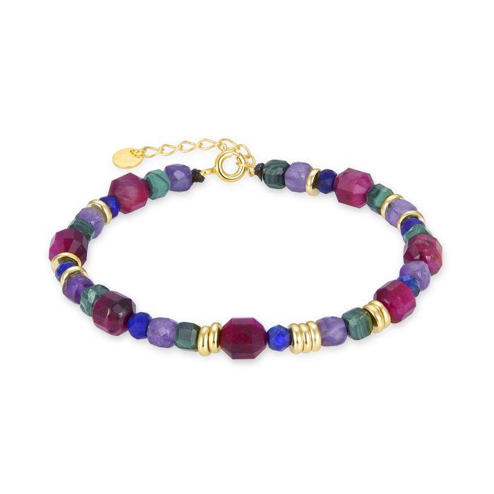 Bracelet - LUXENTER - Asela - Argent 925 - Or Jaune 18K - Pierre Naturelle Multicolore