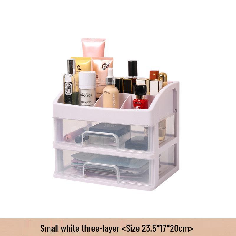 Large Capacity Desktop Cosmetic Storage Box with Drawers for Dorms
