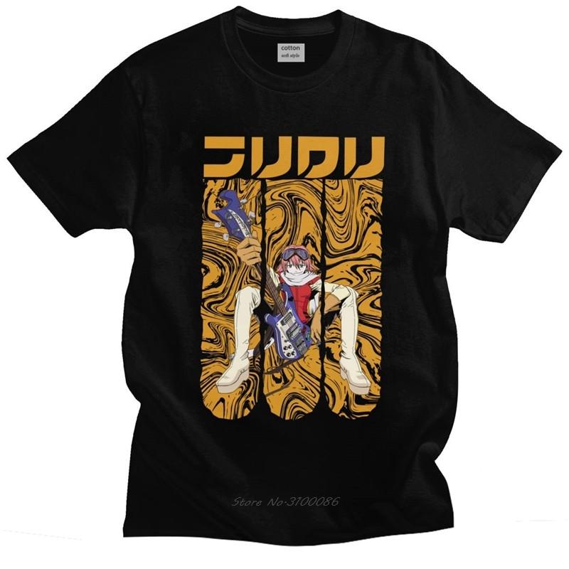 Unique FLCL Fooly Cooly Tshirt Men Short Sleeves Casual Anime Manga Haruko Haruhana T Shirt O-neck Loose Fit  Cotton Tee Top