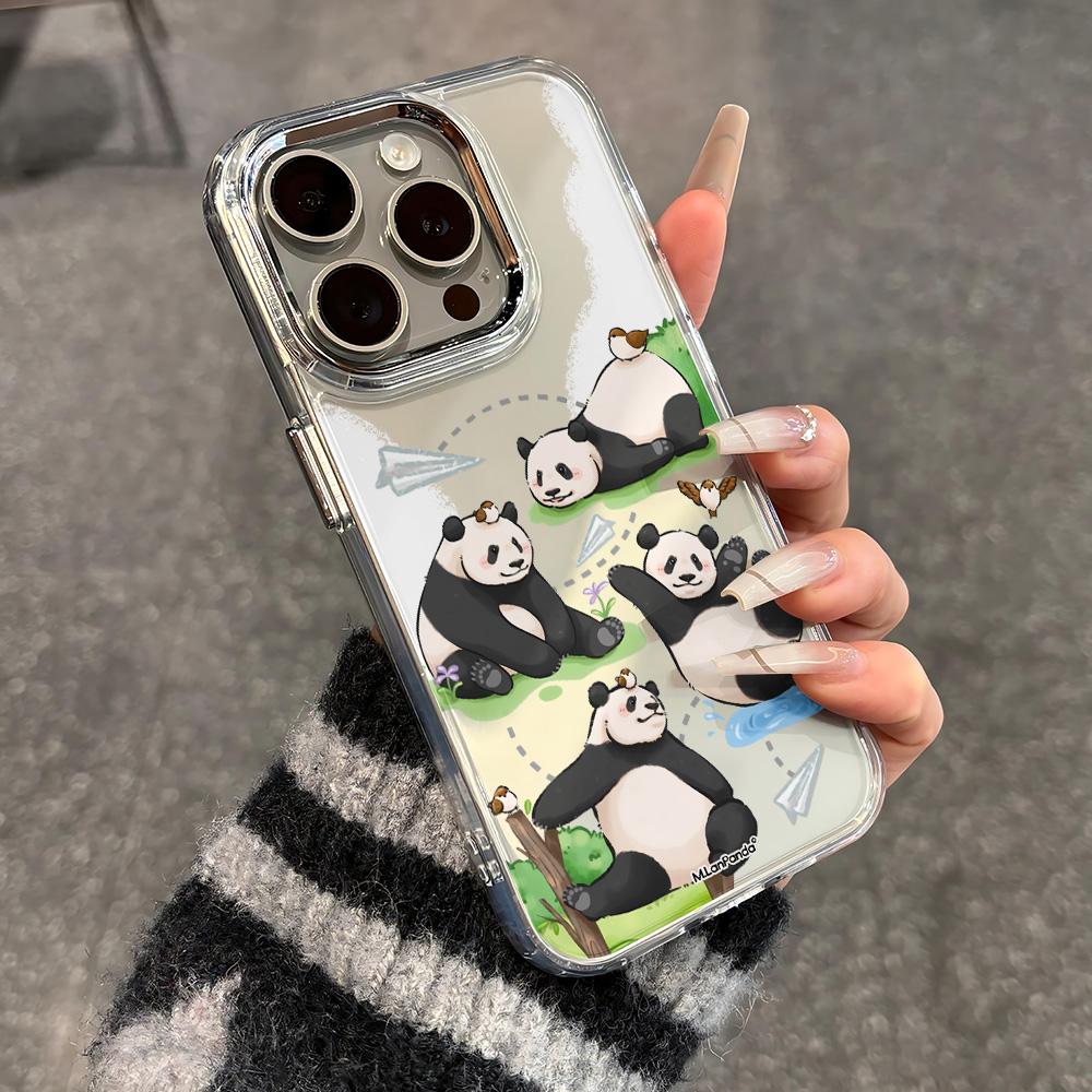 Cute Panda Cartoon New Phone Case For Samsung Galaxy S25 S24 S23 S22 S21 S20 Note20 FE Ultra Edge Plus 4G 5G Transparent Cover