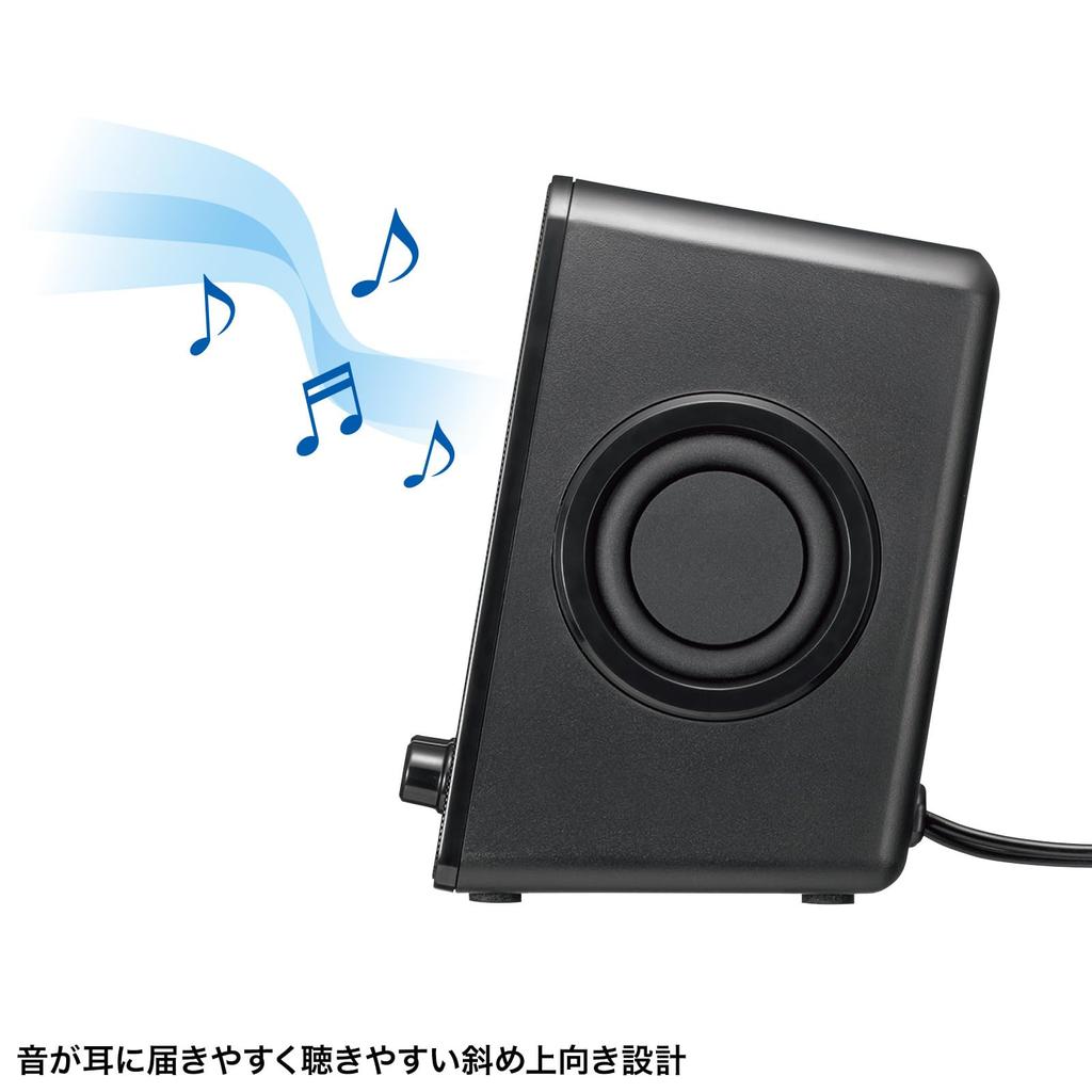 Sanwa Supply PC USB with Passive Radiator and Metal Mesh Speaker, Powered, Bass-Enhancing Panel, MM-SPL22UBK