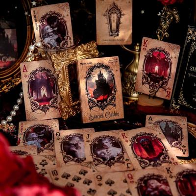 Mr. Paper Gothic Scarlet Poker Cards - Retro Dark Series Handbook Puzzle Entertainment