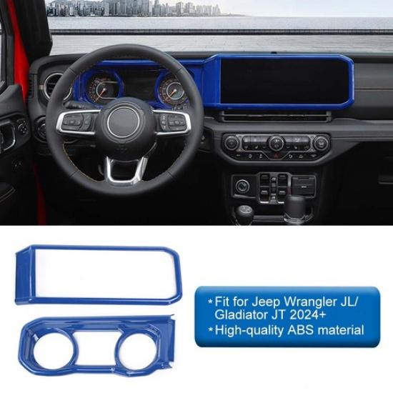 2x Dash Cover Navigation GPS Screen Frame Panel Trim For Jeep Wrangler JL JT 24+
