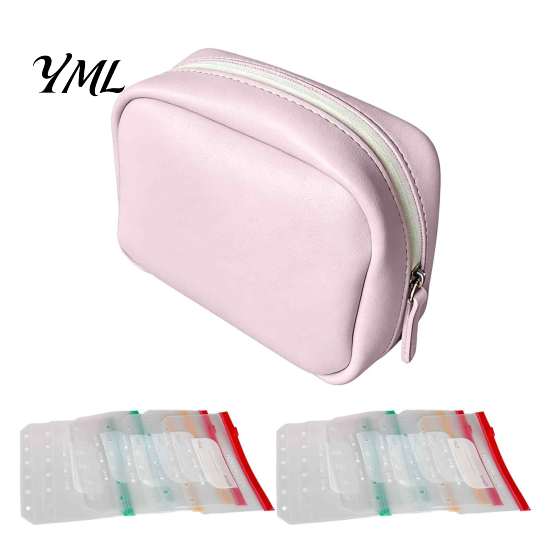 Portable Medication Case for Travel A8 Waterproof Pill Organizer with 7/14 Zippered Pouches, Small Pouch PU Leather Storage Travel, Loose Leaf Binder,