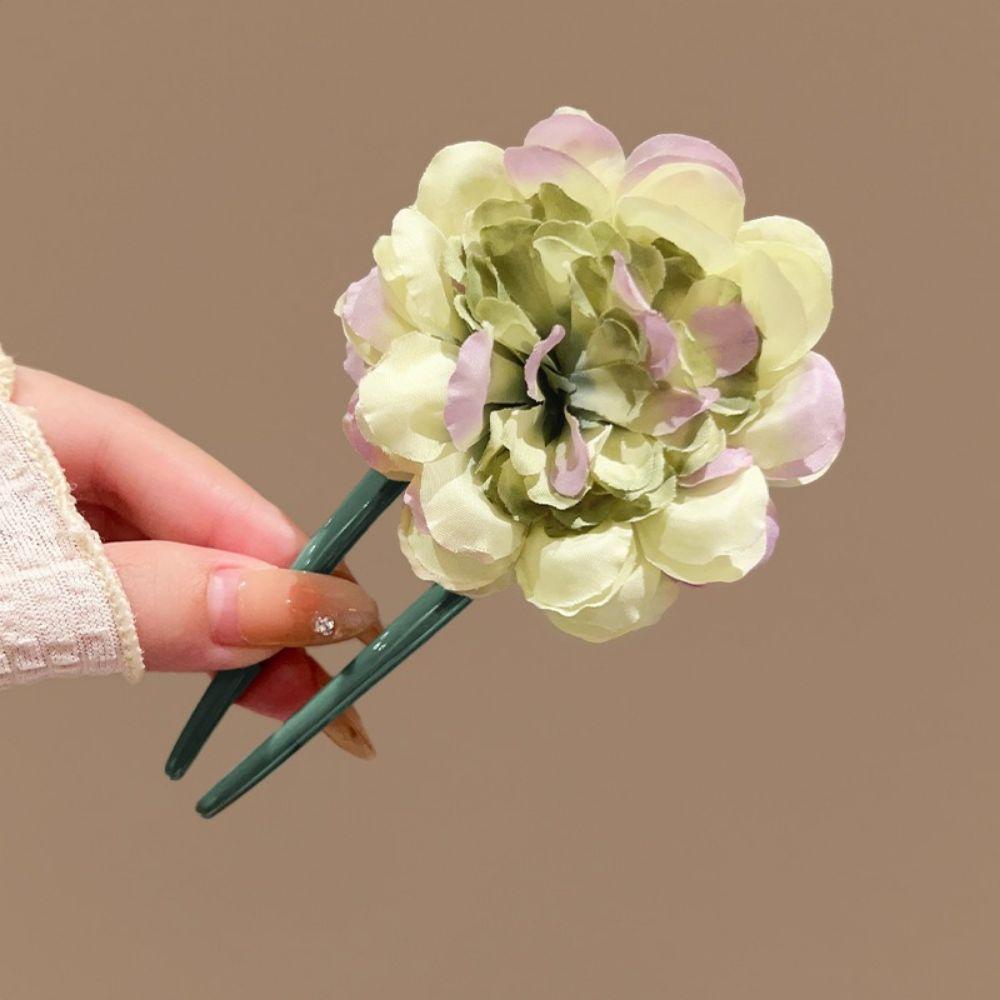 U Shape Hairpin Fabric Headwear Elegant Fabric Camellia  Daily Dress зелёный