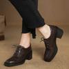 Krazing Pot Sheepskin Autumn Winter Shoes Lace Up Chunky Heels Oxford Shoes Size 43 Round Toe Deep Mouth Pumps