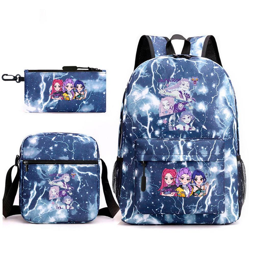 Demon Hunter Girl Group Backpack Kpop Backpack Digital Color Printing Boys And Girls School Bag Shoulder Bag Three-Piece Set