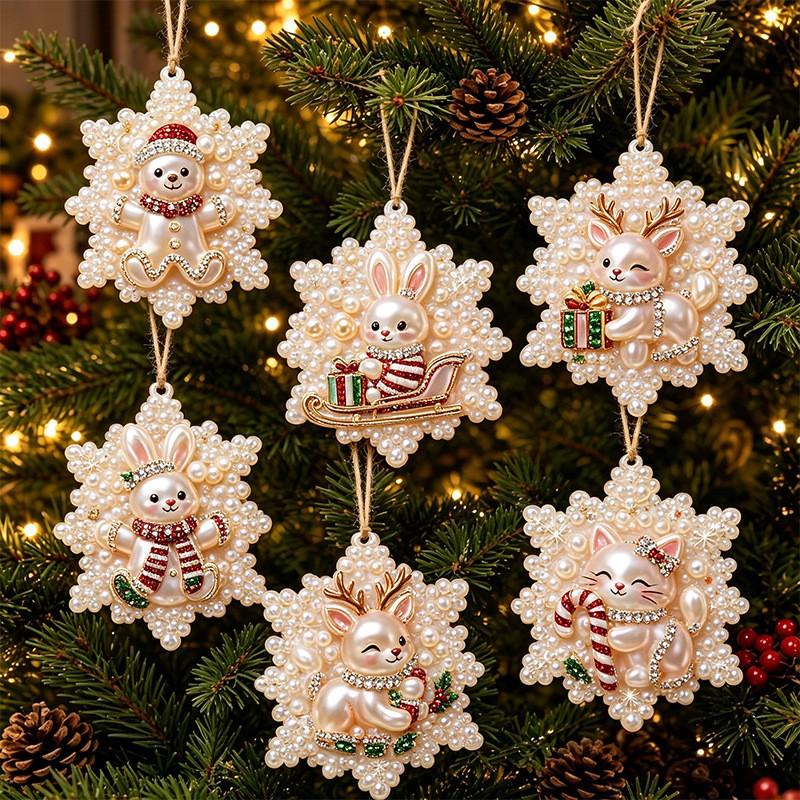 DIY Christmas Pearl Painting Kit Rope Tag Ornament Xmas Tree Decor