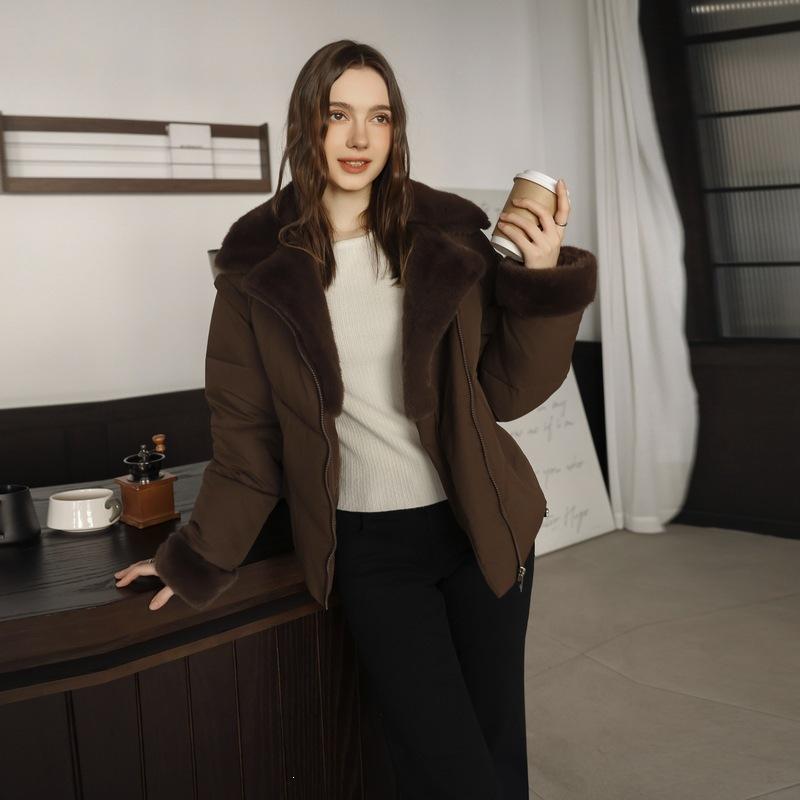 Thickened cotton clothes, winter suits, short loose cotton-padded clothes, women's sleeves, new jackets, removable mouth fluff