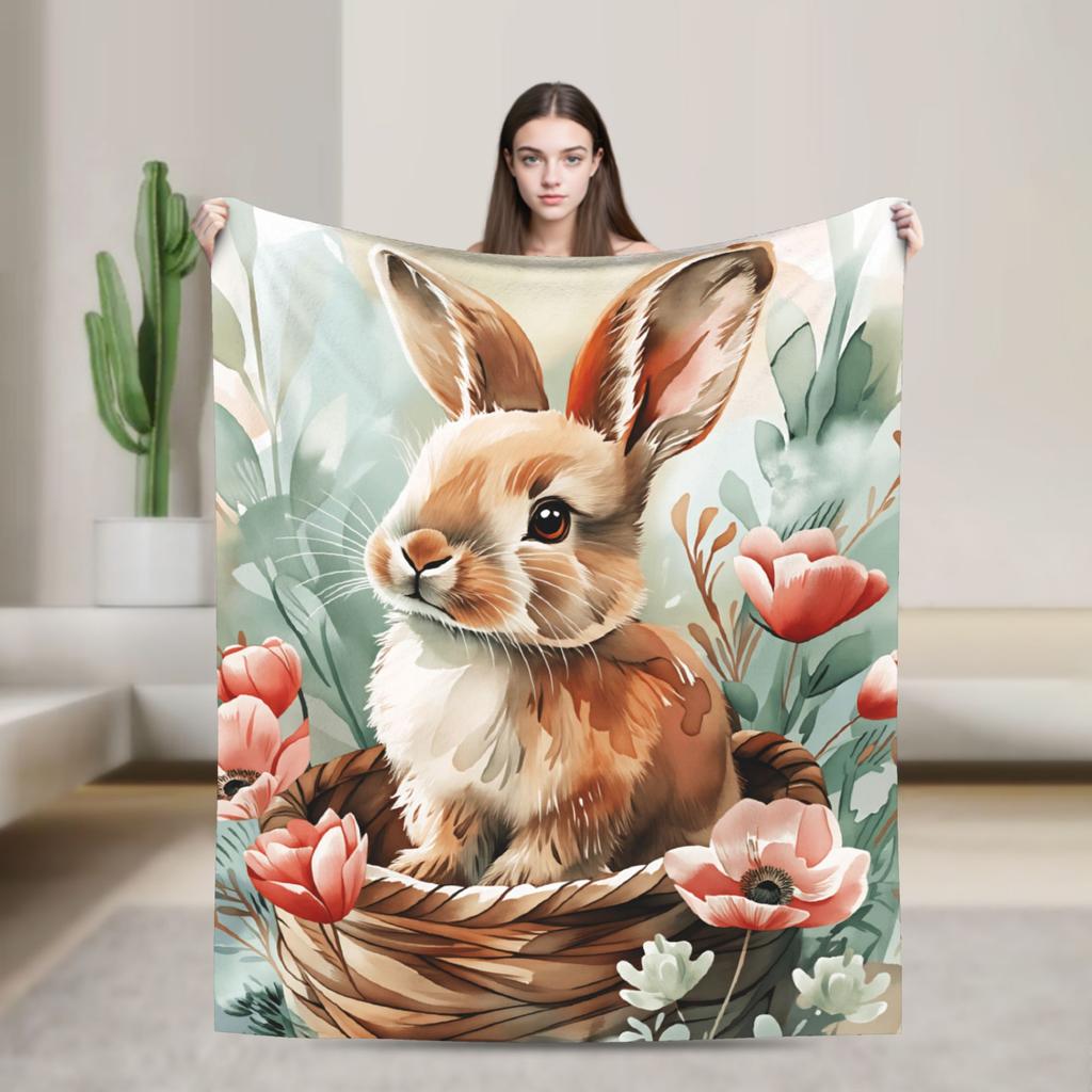 Easter Egg Bedding Throws Soft Aesthetic Blanket  For Outdoor Plane Travel Flannel Bedspread Bed Cover