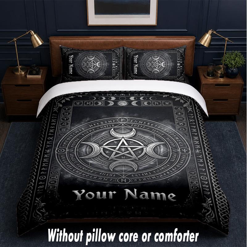 Witchcraft Theme Custom Text Or Name 3Pcs Bedding Set,1 Flat Sheet & 2 Pillowcases Personalized Home Bedding