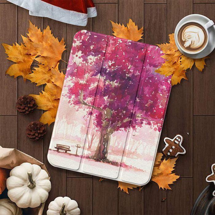 Coque + Verre Trempé - E.F.Connection - pour iPad 10,2" - Slim Antichoc - Motif Arbre - Violet
