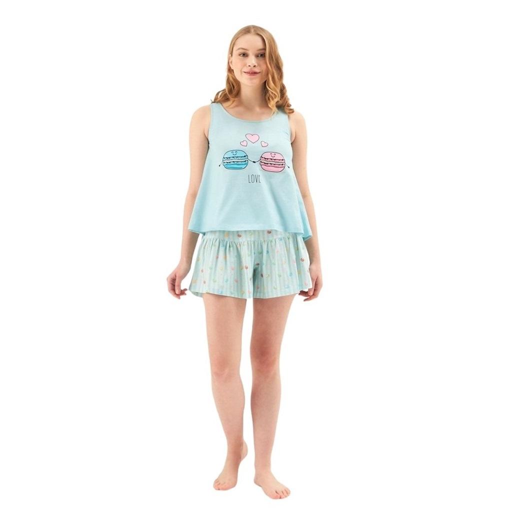 

Комплект женских шорт с короткими рукавами и принтом Eros из хлопка с топом и принтом