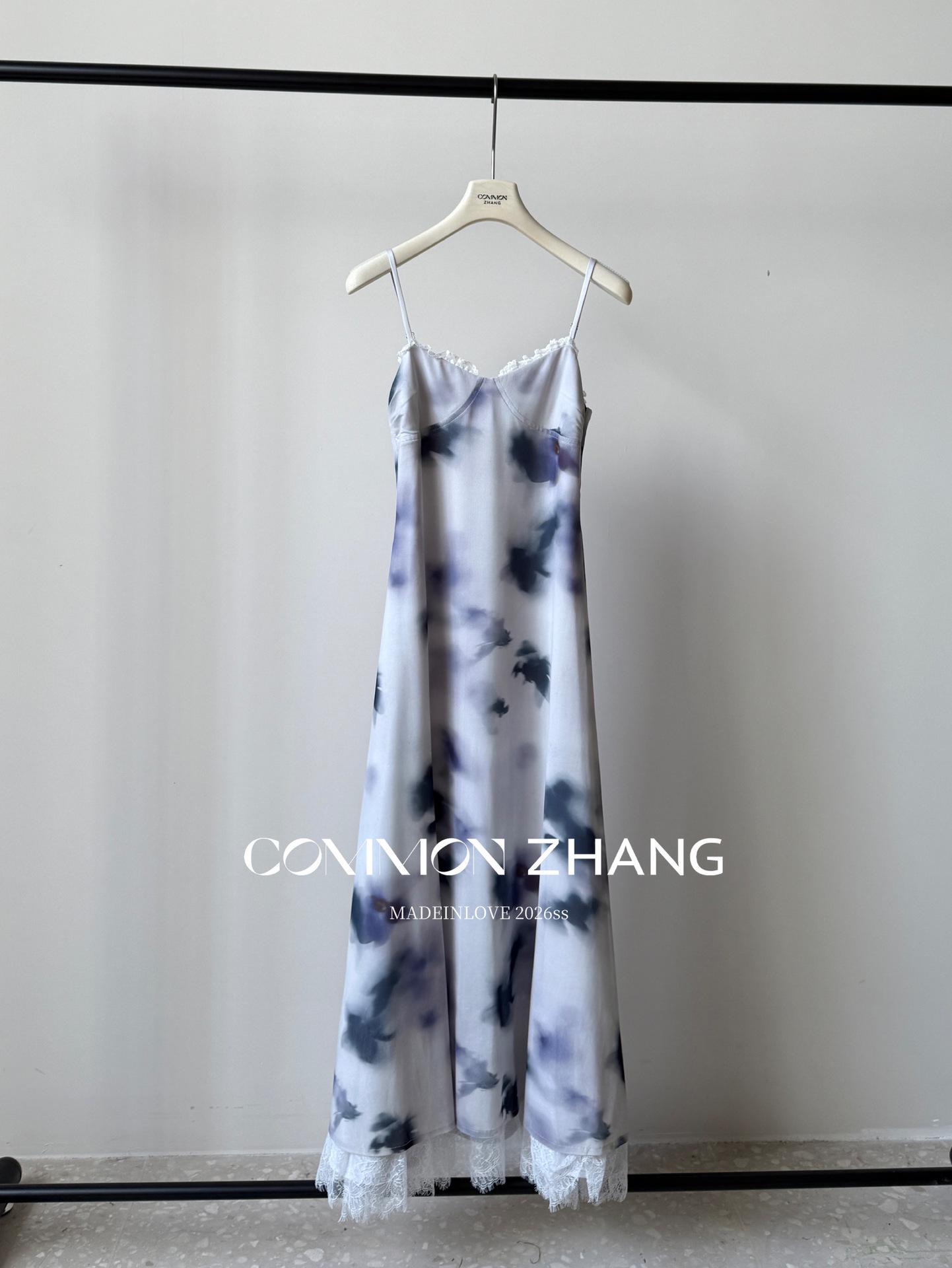 Chun Zhang Floral Ruffle Lace Camisole Dress - Women s A-line Long Dress C16211 Large