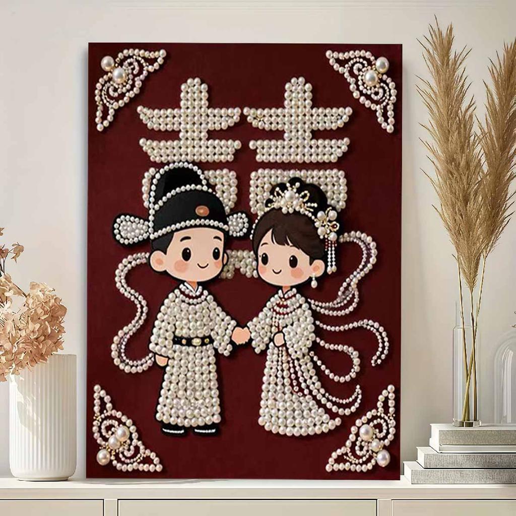 Pearl Tie The Knot DIY Diamond Art Kits 15.7x19.6inch Gem Art Diamond Painting Kits Without Frame for Adults Gift Idea Home Wall Decor