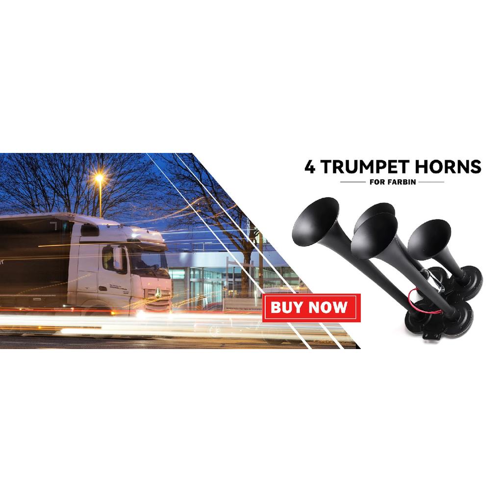 FARBIN 4 Trumpet Air Horn 12V/24V 130DB Four-tube Air Train Horn with Electric Solenoid Powerful Loud Truck For Vehicle Truck