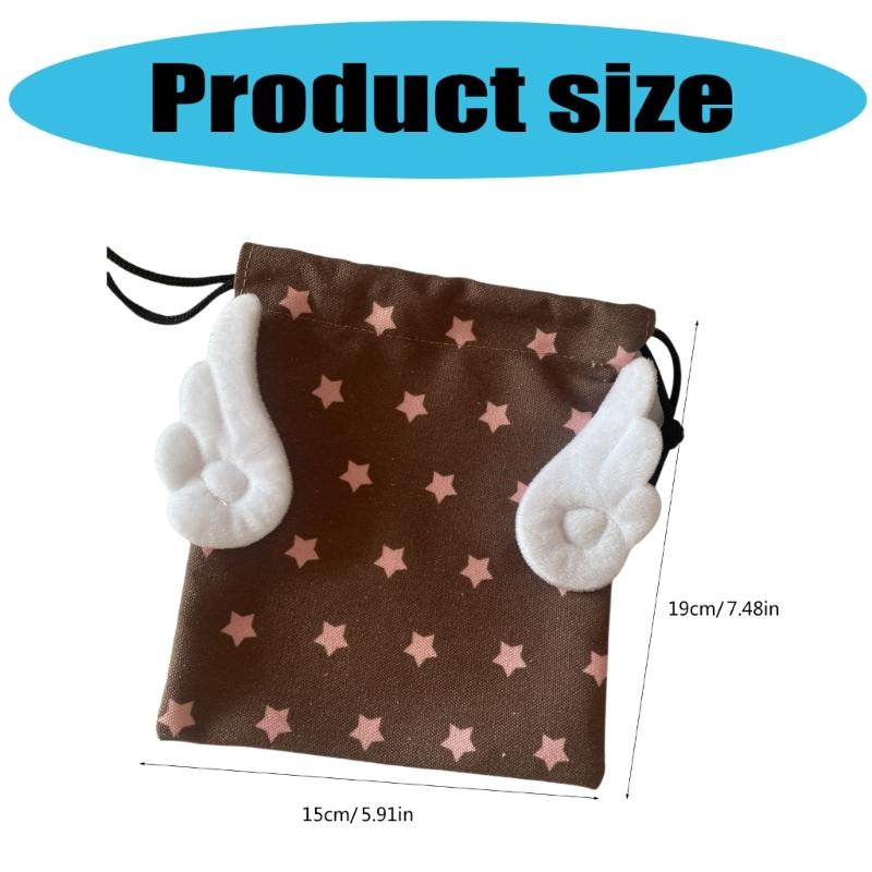 Soft Plush Fabric Storage Bag With Star And Wing Motifs Durable Kids Room Organizers For Books Toy Accessories