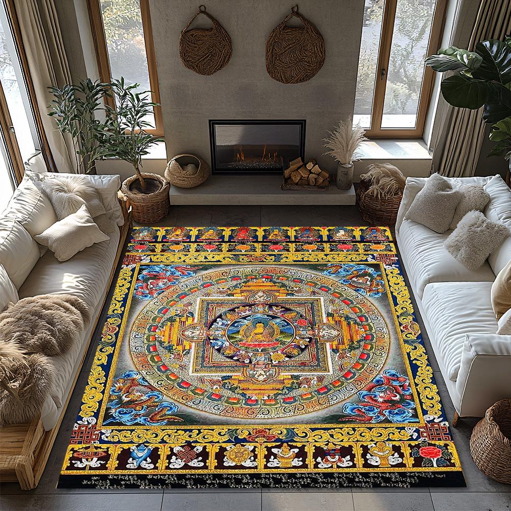 Tibetan Mandala Carpet Prayer Rug Floor Mat Persian Area Rug Home Decor Zen Buddhist Tapestry Living Room Bedroom Dorm