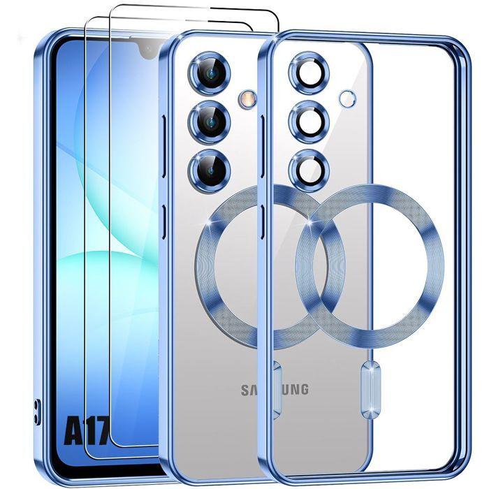 Coque de Protection - BOOLING - Samsung Galaxy A17 4G/5G - Cercle Magnétique Bleu - 2 Vitres - Antichoc