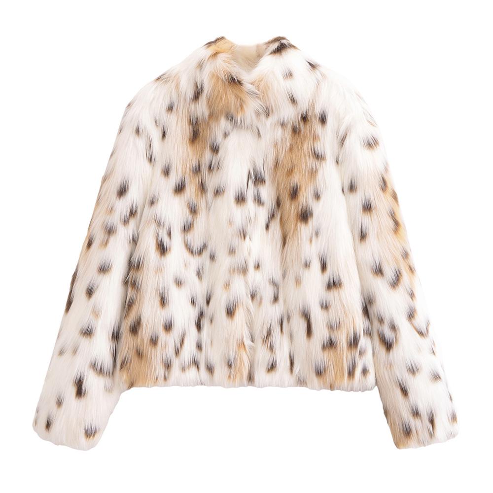 

2024 Women s Faux Fur Long-Sleeve Coat - Autumn/Winter Casual L белый