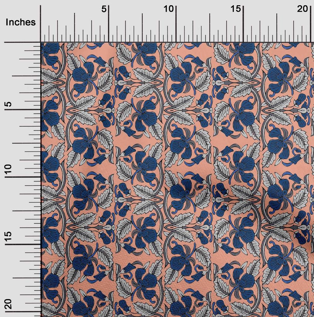 oneOone Bavlněná flexibilní tkanina s listy a květinovým blokem potištěná řemeslná tkanina BTY 40 palců