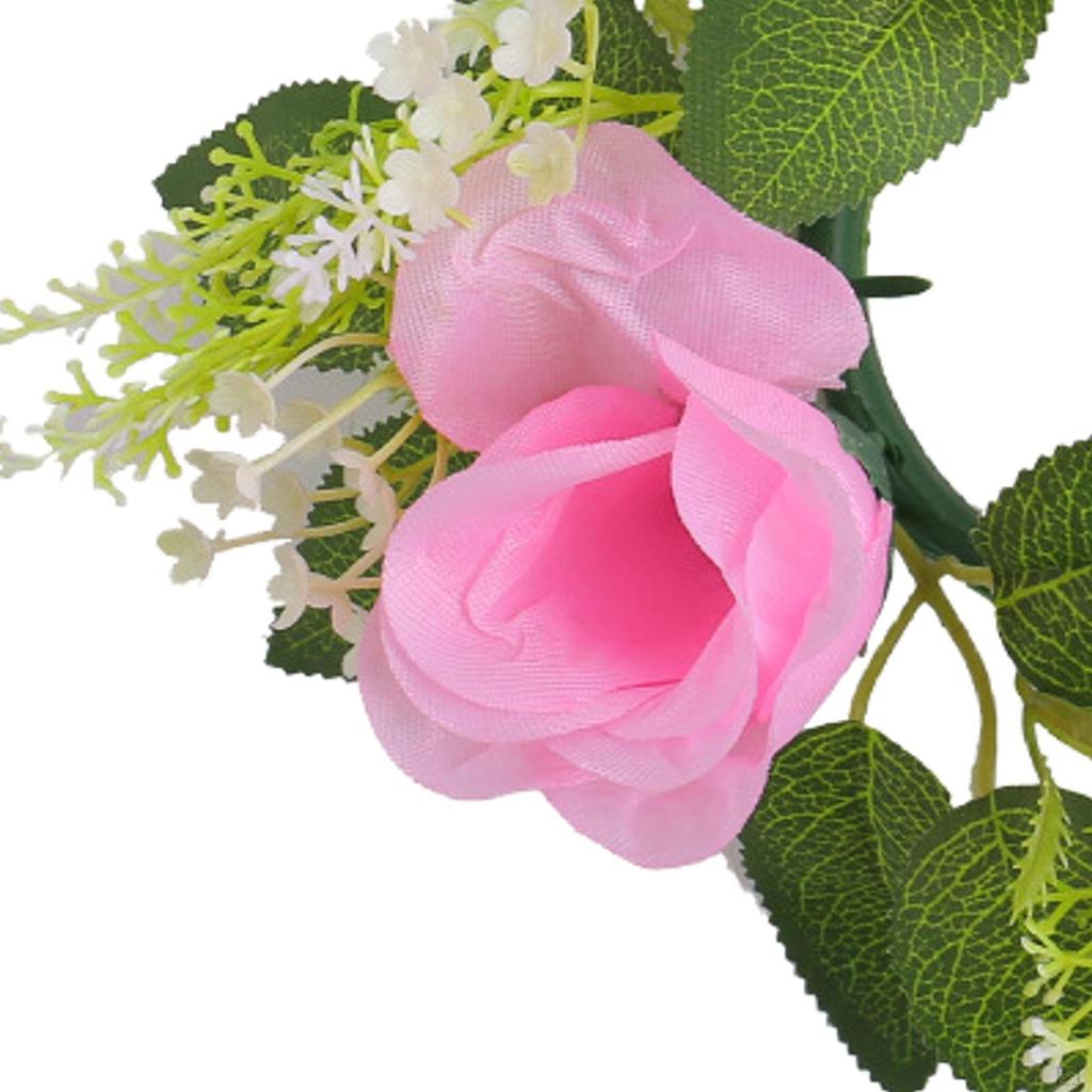 Candle Ring Centerpieces Elegant Ideal Gift Artificial Wreath for Party Home Pink