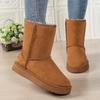 Medium and High Snow Boots Women's Winter Velvet and Thicker, Thick-soled Warm Fur Integrated Cotton Shoes