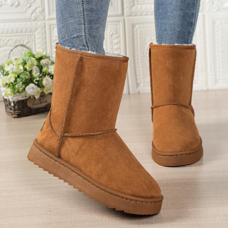 Medium and High Snow Boots Women's Winter Velvet and Thicker, Thick-soled Warm Fur Integrated Cotton Shoes