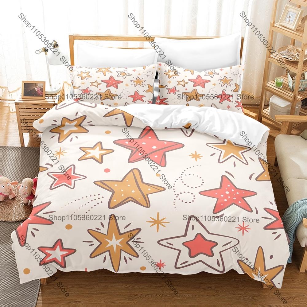 Cartoon Star Bedding Set Single Twin Full Queen King Size Bed Set Adult Bedroom Duvetcover Sets Anime Bed Sheet Set