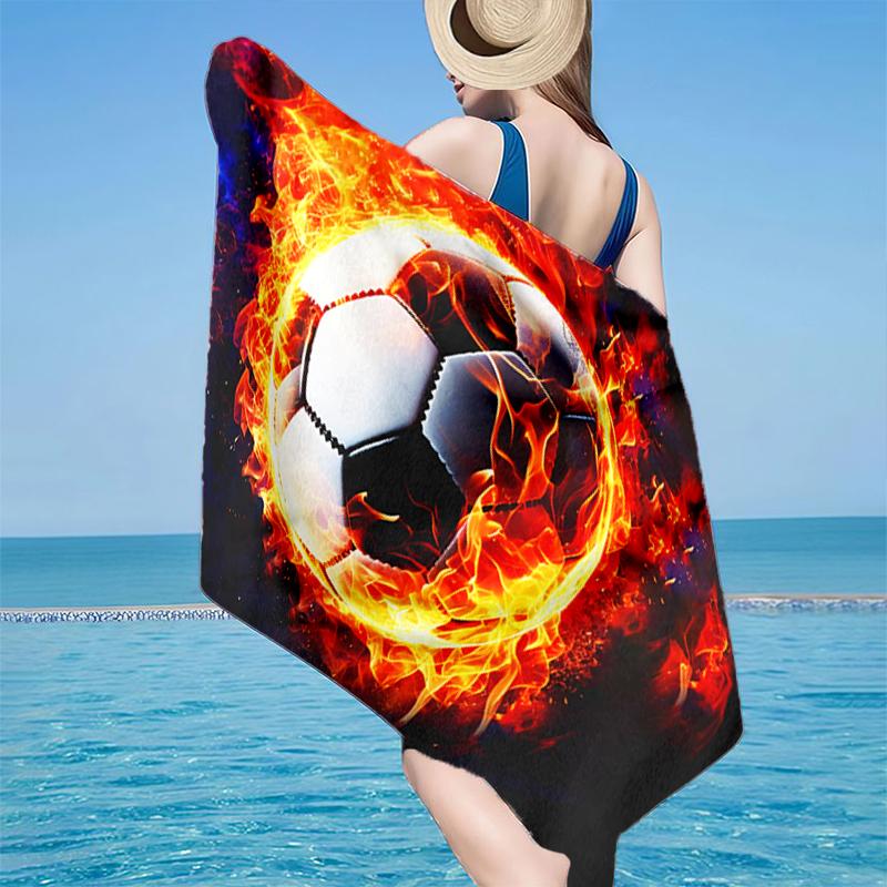 Electric Football Fire Beach Towel, Super Soft Microfiber, Gift for Her/Him, Birthday, for Pool, Beach, Travel, Home Decor Fan gifts