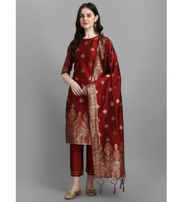 Women's Designer Party Wear Top Tunic Cotton Silk Kurti Pant Dupatta Set Salwar Kameez