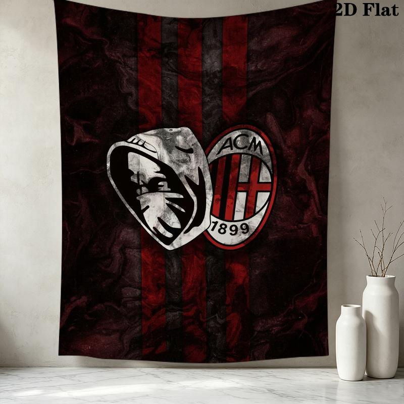 Arazzo da Parete AC Milan Appeso Estetico a Parete Coperta in Tessuto Stampato Arazzi Decorativi per Camera da Letto Soggiorno Decorazioni per la Casa