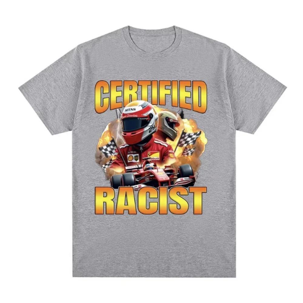 Professional Certified Racist Racing Enthusiast Men, Fashionable Retro T-shirt, Pure Cotton Casual Oversized T-shirt