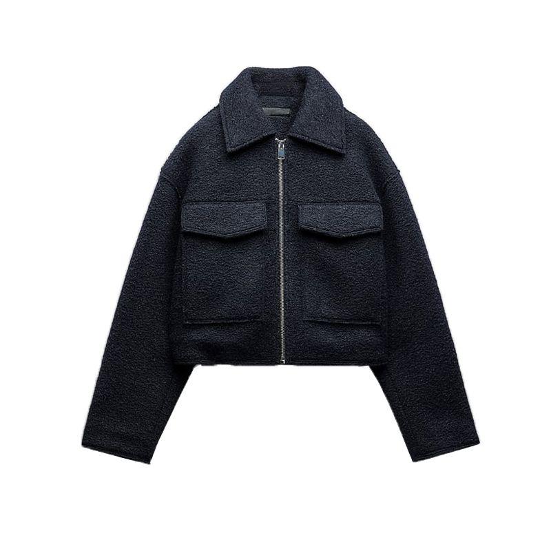 

Весна Новый Западный Стиль Повседневный Все-сочетаемый Стиль Инс Свободная Кожаная Укороченная Куртка Верхняя одежда 3046273 SEA BLUE L